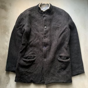 画像: 【S/M】UNKNOWN ウールジャケット ブラック 黒■ビンテージ オールド レトロ ヨーロッパ古着 スタンドカラー 学ラン 制服