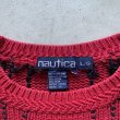 画像3: 【L/XL】90s nautica コットンニット セーター 赤黒チェック■ビンテージ オールド アメリカ古着 ノーティカ ビッグサイズ (3)