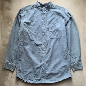 画像: 【L】WOOLRICH バンドカラー リメイク 長袖シャツ 青グレー■ビンテージ オールド アメリカ古着 Y2K 2000s ウールリッチ ネルシャツ