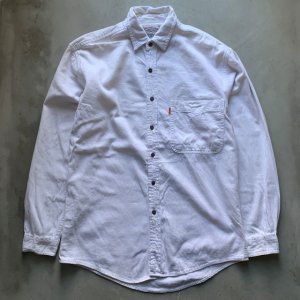 画像: 【M/L】Levi's 長袖シャツ ホワイト 白無地■ビンテージ オールド アメリカ古着 リーバイス 90s オレンジタブ 白シャツ