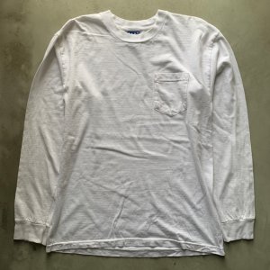 画像: 【L】USA製 長袖ポケットTシャツ ロンT ホワイト 白無地■ビンテージ オールド アメリカ古着 コットン ビッグサイズ ポケT