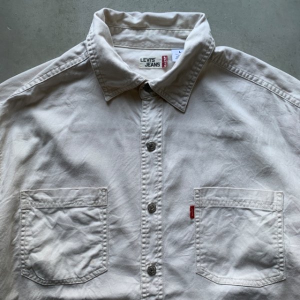 画像2: 【L/XL】Levi's 長袖シャツ ホワイト 白無地 生成り色■ビンテージ オールド アメリカ古着 リーバイス 2000s Y2K 白シャツ (2)