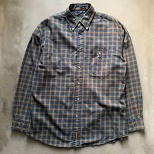 画像: 【M/L】90s Timberland ボタンダウン 長袖シャツ 青グレーチェック■ビンテージ オールド アメリカ古着 ティンバーランド