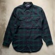 画像1: 【S】70s USA製 PENDLETON 長袖ウールシャツ 緑紺 ブラックウォッチ■ビンテージ オールド レトロ アメリカ古着 ペンドルトン (1)