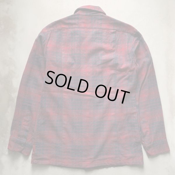 画像2: 【S/M】70s USA製 PENDLETON オープンカラー 長袖ウールシャツ バーガン■ビンテージ アメリカ古着 ペンドルトン ボックス ボートシャツ (2)