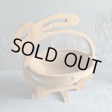 画像: 【27.5cm】BONNIE&POP 折り畳み ウサギ ウッドバスケット■ビンテージ アンティーク アメリカ雑貨 インテリア 木製 フルーツ お菓子入れ