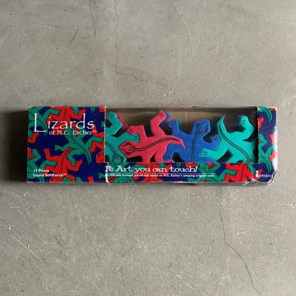 画像1: 【11.5cm×37.5cm】デッドストック 90s M.C.Escher リザード ソフトパズル 15個セット ■ビンテージ アメリカ雑貨 エッシャー トカゲ (1)