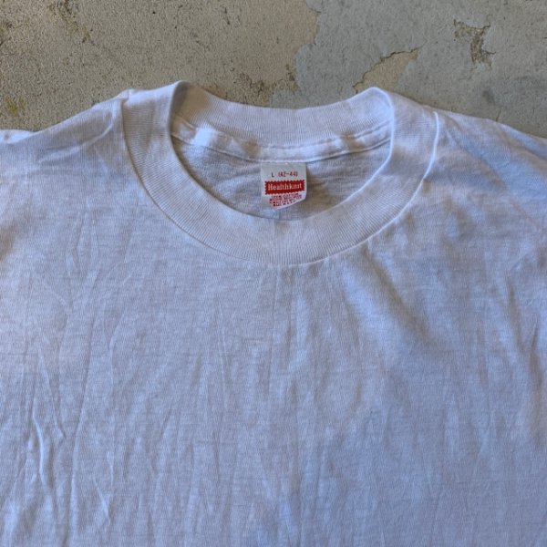 画像2: 【M/L】80s USA製 デッドストック Healthknit 無地Tシャツ 白■ビンテージ アメリカ古着 ヘルスニット コットン シングルステッチ (2)