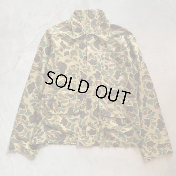 画像1: 【M】UNKNOWN ハンティングシャツジャケット 迷彩 カモ柄■ビンテージ オールド アメリカ古着 コットン ダックカモ フロッグカモ (1)