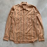 画像: 【L/XL】UNKNOWN 長袖ウエスタンシャツ ストライプ 総柄■ビンテージ オールド レトロ アメリカ古着 刺繍 カウボーイ ロックマウント