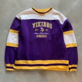 画像: 【XL】PRO PLAYER スウェット パープル 紫×黄色×白■オールド アメリカ古着 NFL アメフト ミネソタバイキング