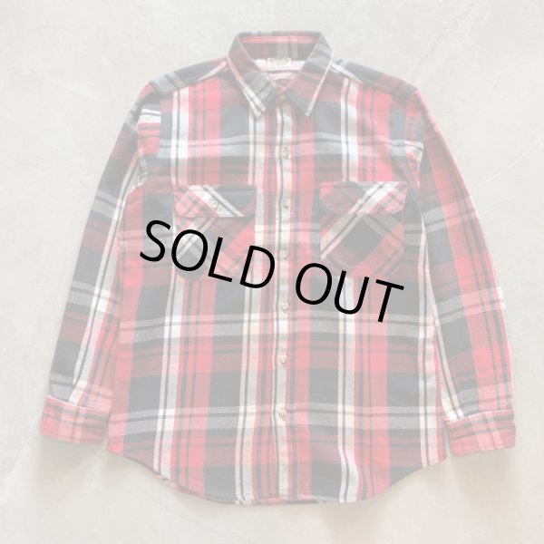 画像1: 【M/L】美品 90s USA製 FIVE BROTHER ヘビーネルシャツ 赤黒白チェック■ビンテージ オールド アメリカ古着 ファイブブラザー (1)