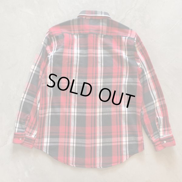 画像2: 【M/L】美品 90s USA製 FIVE BROTHER ヘビーネルシャツ 赤黒白チェック■ビンテージ オールド アメリカ古着 ファイブブラザー (2)