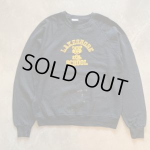 画像: 【L/XL】USA製 80s BASSETT WALKER カレッジプリントスウェット ブラック 黒×黄色■ビンテージ オールド レトロ アメリカ古着