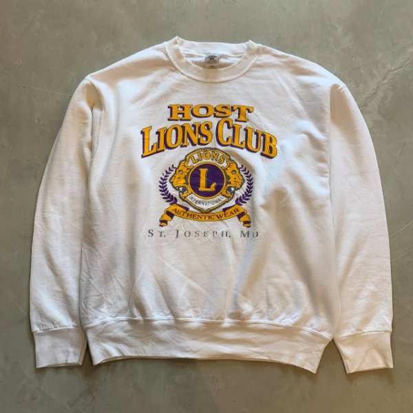 画像1: 【L/XL】メキシコ製 ライオンズクラブ プリントスウェット ホワイト 白■ビンテージ オールド アメリカ古着 90s/00s フルーツオブザルーム (1)