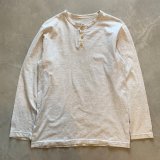 画像: 【S/M】LONG JOHN ヘンリーネック 長袖Tシャツ ロンT ライトグレー 無地■ビンテージ オールド アメリカ古着 コットン USA製
