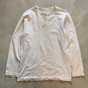画像: 【S/M】LONG JOHN ヘンリーネック 長袖Tシャツ ロンT ライトグレー 無地■ビンテージ オールド アメリカ古着 コットン USA製
