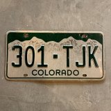画像: 【15.3cm×30.5cm】COLORADO アメ車 ナンバープレート 白×緑■ビンテージ アンティーク アメリカ雑貨 ブリキ看板 ガレージ 80s-90s