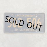 画像: 【15.0cm×30.2cm】60s ILLINOIS アメ車 ナンバープレート 青×黄色■ビンテージ アンティーク アメリカ雑貨 ブリキ看板 ガレージ シカゴ