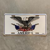 画像: 【15.2cm×30.0cm】80s USA製 AMERICA 鷲 サイン ナンバープレート■ビンテージ アンティーク アメリカ雑貨 ブリキ看板 イーグル 星条旗