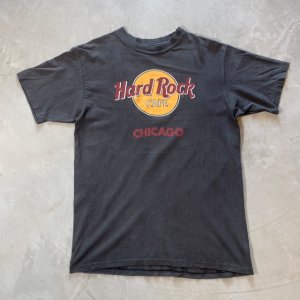 画像: 【M/L】80s USA製 Hanes ハードロックカフェ プリントTシャツ ブラック 黒フェード■ビンテージ アメリカ古着 シカゴ シングルステッチ