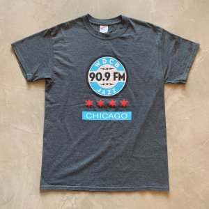 画像: 【M】WDCB 90.9FM JAZZ ラジオ番組 プリントTシャツ グレー■アメリカ古着 シカゴ GILGAN ギルダン 綿ポリ
