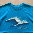 画像2: 【S/M】80s USA製 Hanes ハワイ サーファー プリントTシャツ 青系■ビンテージ オールド アメリカ古着 ヘインズ コットン 波乗り (2)