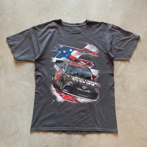 画像1: 【M】NASCAR レーシング プリントTシャツ グレー 墨黒■アメリカ古着 コットン ナスカー 協賛 MONSTER モンスター (1)