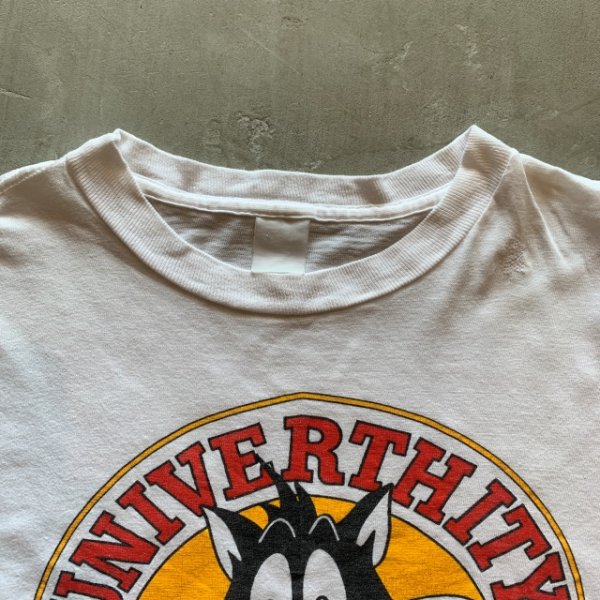 画像2: 【S/M】70s Warner Bros シルベスターキャット プリントTシャツ 白■ビンテージ オールド アメリカ古着 アメコミ ネコ 猫 USA製 (2)