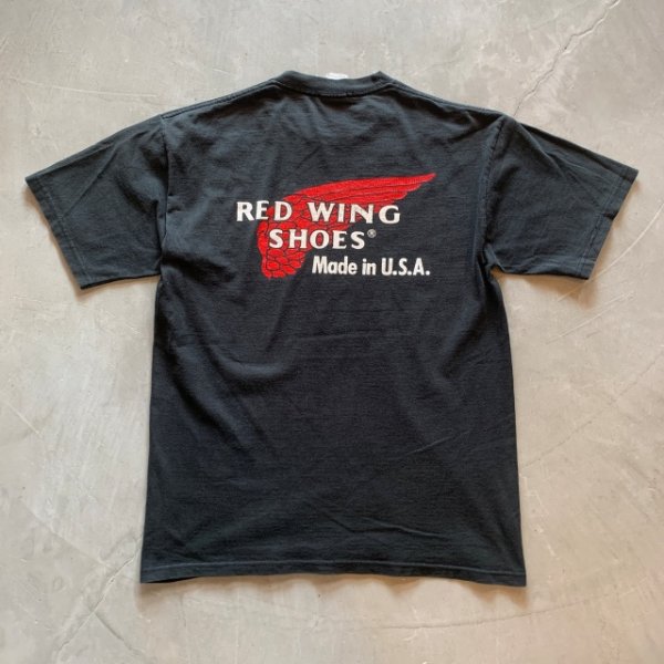 画像1: 【M】RED WING プリントTシャツ ブラック 黒フェード■ビンテージ オールド アメリカ古着 2000s JERZEES レッドウイング USA製 (1)