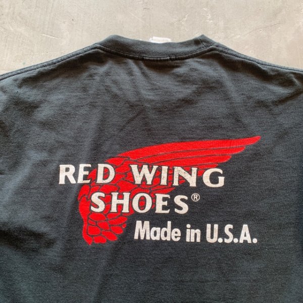画像2: 【M】RED WING プリントTシャツ ブラック 黒フェード■ビンテージ オールド アメリカ古着 2000s JERZEES レッドウイング USA製 (2)