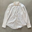 画像1: 【M/L】60s Hampton ダブルカフス 長袖ドレスシャツ 白 織柄■ビンテージ オールド アメリカ古着 オールコットン 白シャツ 総柄 (1)