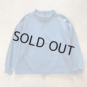 画像: 【L/XL】90s USA製 WEK モックネック 裏起毛 キャンバス スウェット 青■ビンテージ オールド アメリカ古着 トレーナー ハイネック