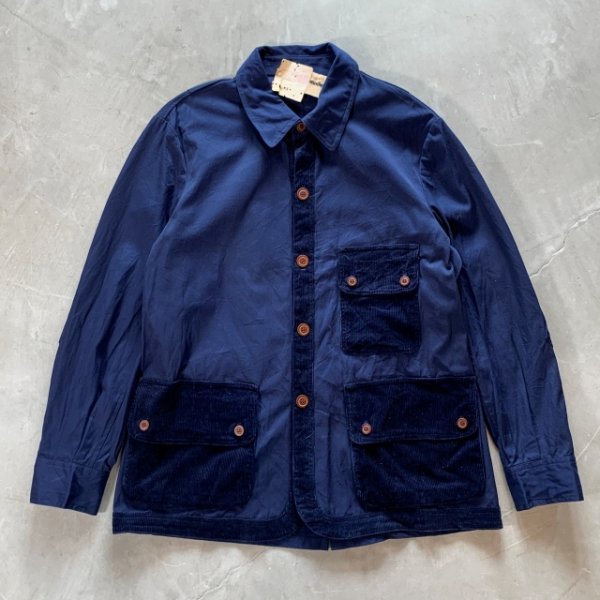 画像1: 【S/M】デッドストック Alexander's ジャケット ネイビー 紺■ビンテージ オールド ヨーロッパ古着 コットンエルボーパッチ (1)