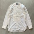 画像1: 【S/M】RRL バンドカラー ドレスシャツ 白 総柄■ビンテージ アメリカ古着 ラルフローレン フリルシャツ プリーツ 白シャツ (1)
