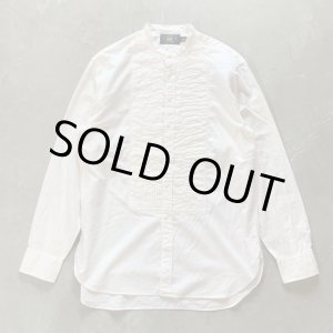 画像: 【S/M】RRL バンドカラー ドレスシャツ 白 総柄■ビンテージ アメリカ古着 ラルフローレン フリルシャツ プリーツ 白シャツ