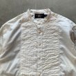画像3: 【S/M】RRL バンドカラー ドレスシャツ 白 総柄■ビンテージ アメリカ古着 ラルフローレン フリルシャツ プリーツ 白シャツ (3)