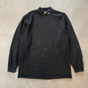 画像: 【L】90s USA製 NIKE モックネック 長袖Tシャツ ロンT ブラック 黒■ビンテージ オールド アメリカ古着 ナイキ ロゴ刺繍 ハイネック