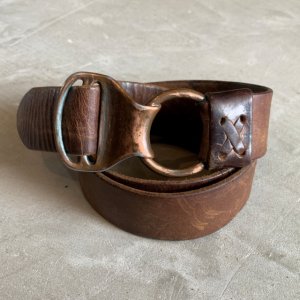 画像: 【Free】UNKNOWN バックル付き レザーベルト ブラウン 茶色■ビンテージ オールド アメリカ古着 リングベルト