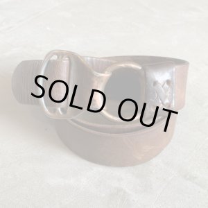画像: 【Free】UNKNOWN バックル付き レザーベルト ブラウン 茶色■ビンテージ オールド アメリカ古着 リングベルト