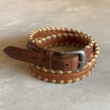 画像: 【W34(W32〜W36)】BRIGHTON レザーベルト ブラウン 茶色■ビンテージ オールド アメリカ古着 編み込み 革細工