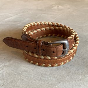 画像: 【W34(W32〜W36)】BRIGHTON レザーベルト ブラウン 茶色■ビンテージ オールド アメリカ古着 編み込み 革細工
