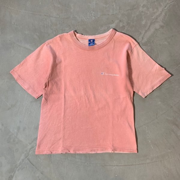 画像1: 【XS/S or Ladies】USA製 Champion プリントTシャツ ピンクフェード■ビンテージ オールド アメリカ古着 90s チャンピオン オールコットン (1)