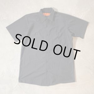 画像: 【M/L】USA製 RED KAP 半袖ワークシャツ ブラック 黒無地■ビンテージ オールド レトロ アメリカ古着 レッドキャップ 綿ポリ 90s