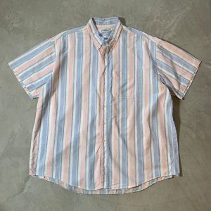 画像: 【XXL】USA製 LL BEAN オールコットン 半袖シャツ マルチストライプ■ビンテージ オールド アメリカ古着 エルエルビーン 80s/90s