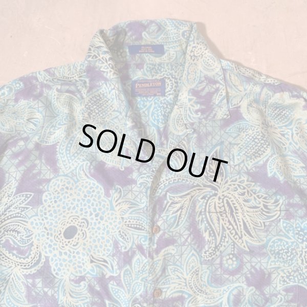画像2: 【XL/XXL】PENDLETON ボックス 半袖シルクシャツ 青系 総柄■ビンテージ オールド レトロ アメリカ古着 90s/2000s ペンドルトン (2)