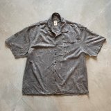 画像: 【XL】Jamaica Jaxx ボックス 半袖シルクシャツ グレー バンブー柄 総柄■ビンテージ オールド アメリカ古着 開襟 オープンカラー 竹 和柄