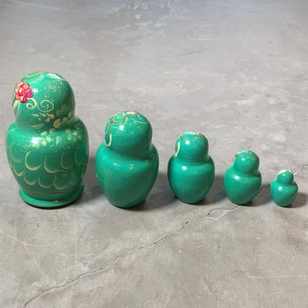 画像2: 【14.5cm】ロシア マトリョーシカ 5Pセット 作家物■ビンテージ オールド インテリア 入れ子 民芸 人形 ドール (2)