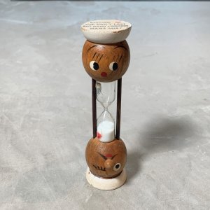 画像: 【15.2cm】ウッド アワーグラス 砂時計 3分計 木製■ビンテージ アンティーク レトロ アメリカ雑貨 フェイス クッキングタイマー 男女 顔