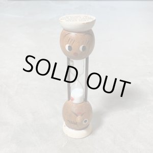 画像: 【15.2cm】ウッド アワーグラス 砂時計 3分計 木製■ビンテージ アンティーク レトロ アメリカ雑貨 フェイス クッキングタイマー 男女 顔